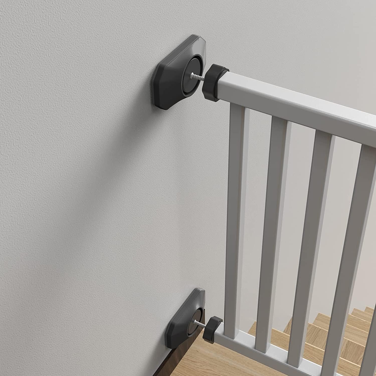 ICERO - Baby Gate Wall Protector - Protect Walls & Doorways from Pet & Dog Gates - for Child Pressure Mounted Stair Safety Gate- 8 Pack, Black