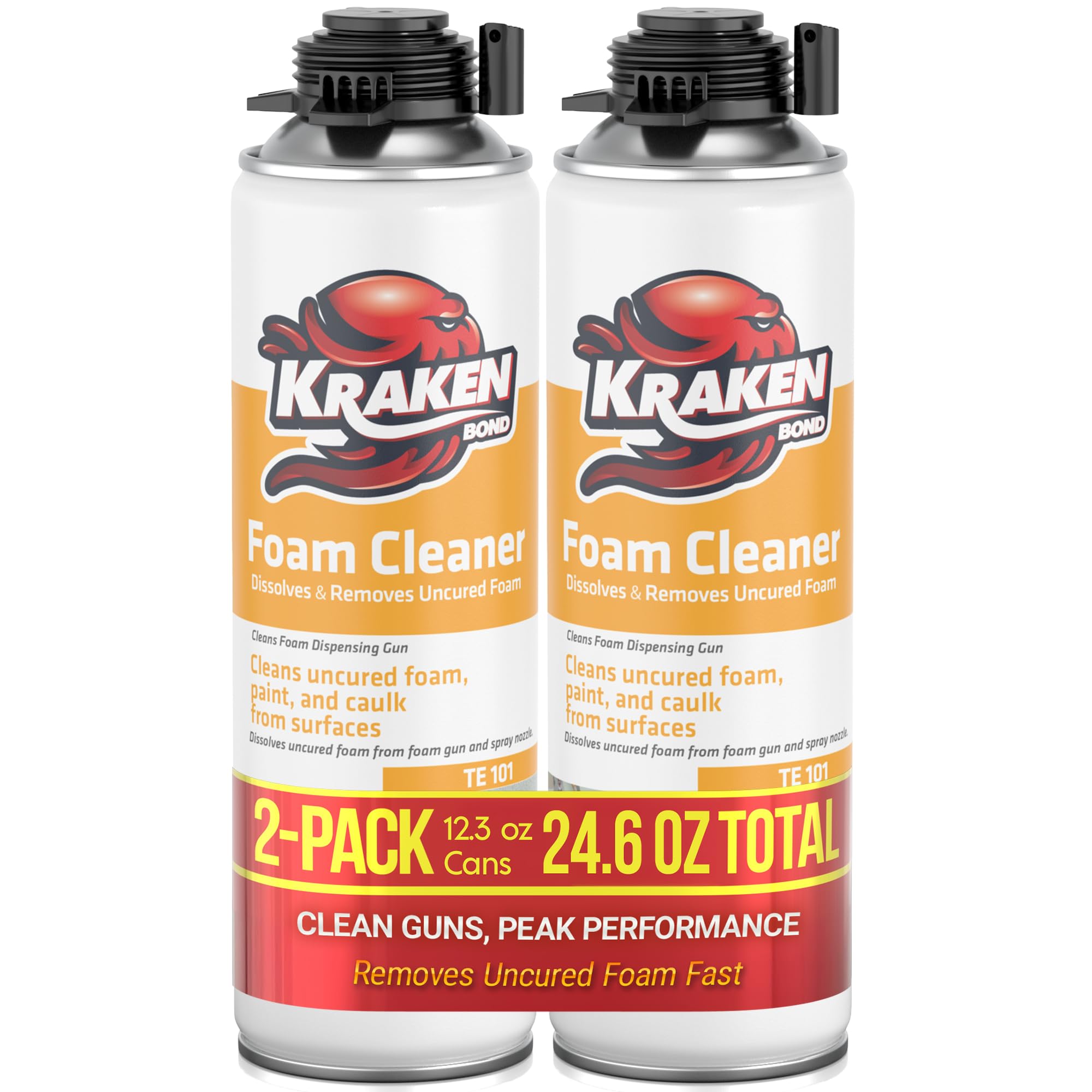 Kraken Bond Spray Foam Gun Cleaner - (2x12.3oz) Polyurethane Insulation Cleaner Spray, Dissolves Uncured Expanding Cleaner Spray for Extended Tool Durability - 2 Pack