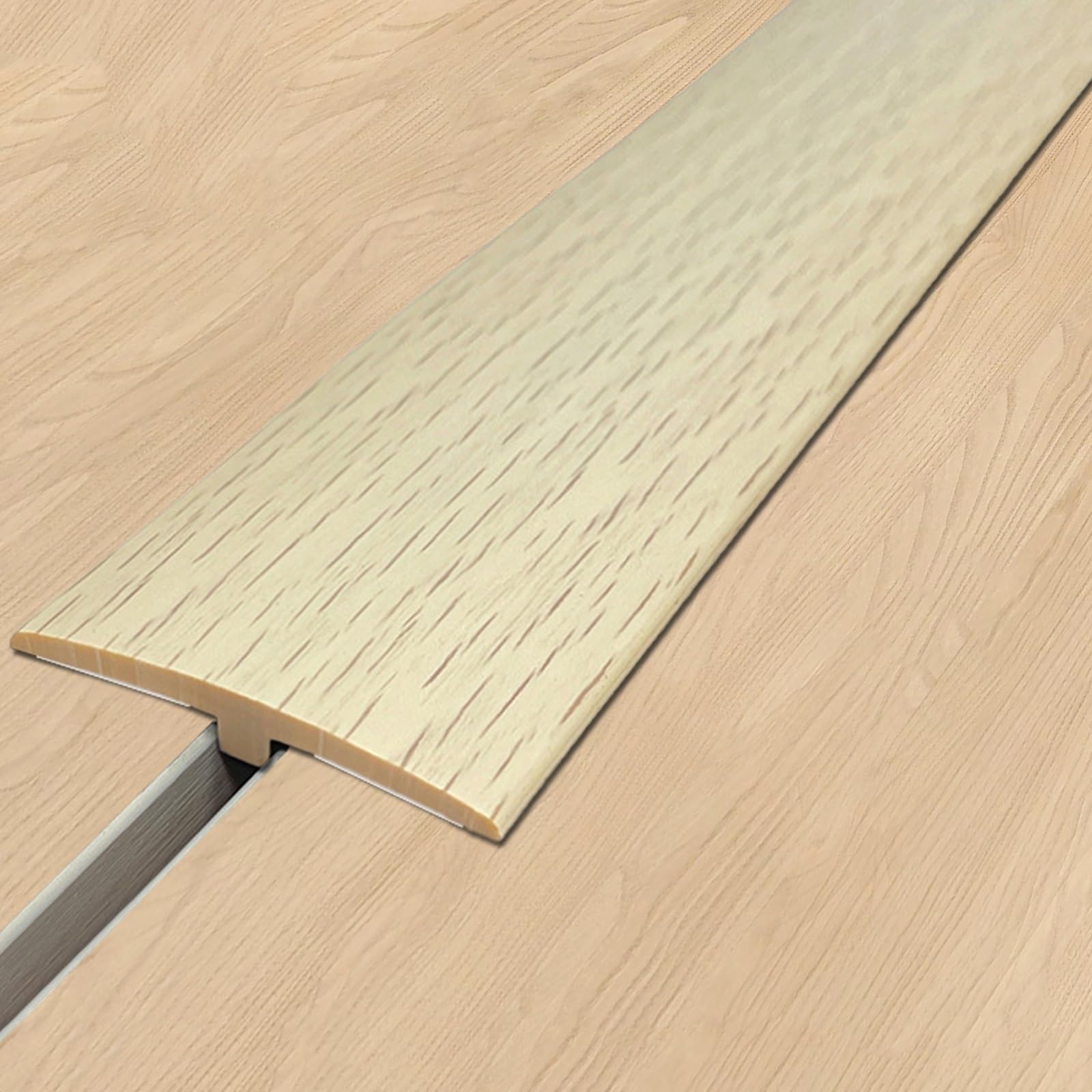 VQWQV Vinyl Floor Transition Strip Self-Adhesive PVC Trim L100cm（3.2ft） Wood Grain Design Easy To Clean Laminate Gap Covering Joining Strips(Beige)