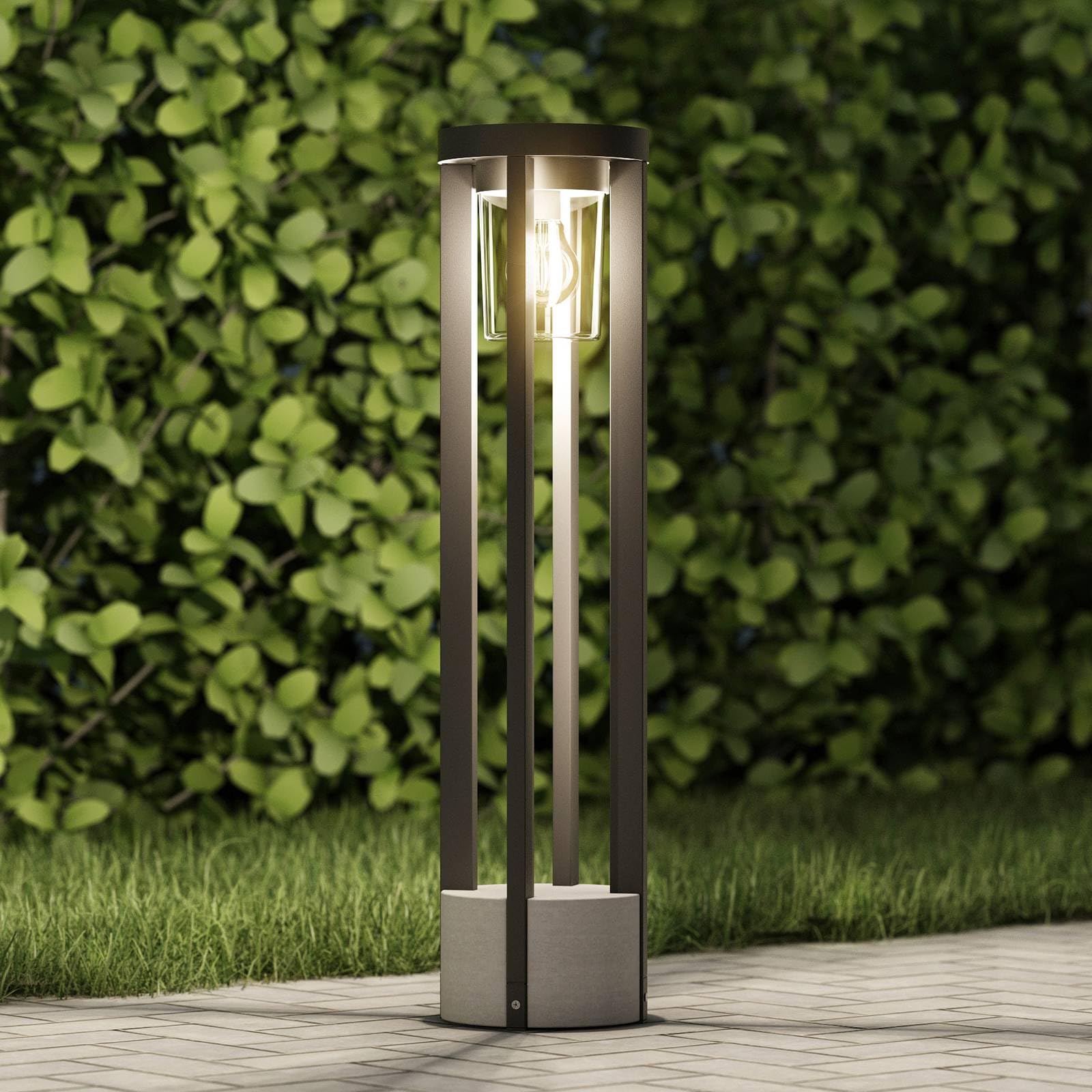 Lucande Lampada da esterni dimmerabile (Moderno) colore Grigio, in Alluminio lampioncino paletto luminoso lampada viale lampione