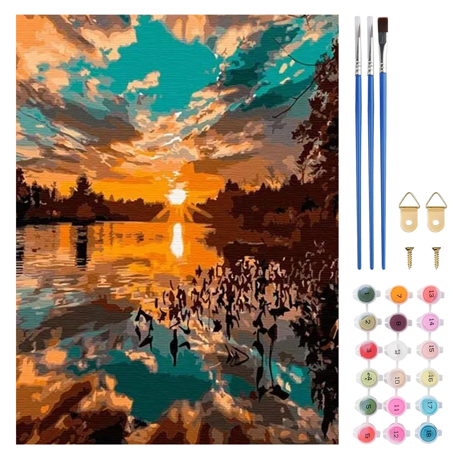 TLIOBLO Landscape Paint by Numbers Kit for Adults, DIY Sunset Adults Painting by Numbers Kits on Canvas for Home Wall Decor Gift 30x40cm (Without Frame) โ image 1