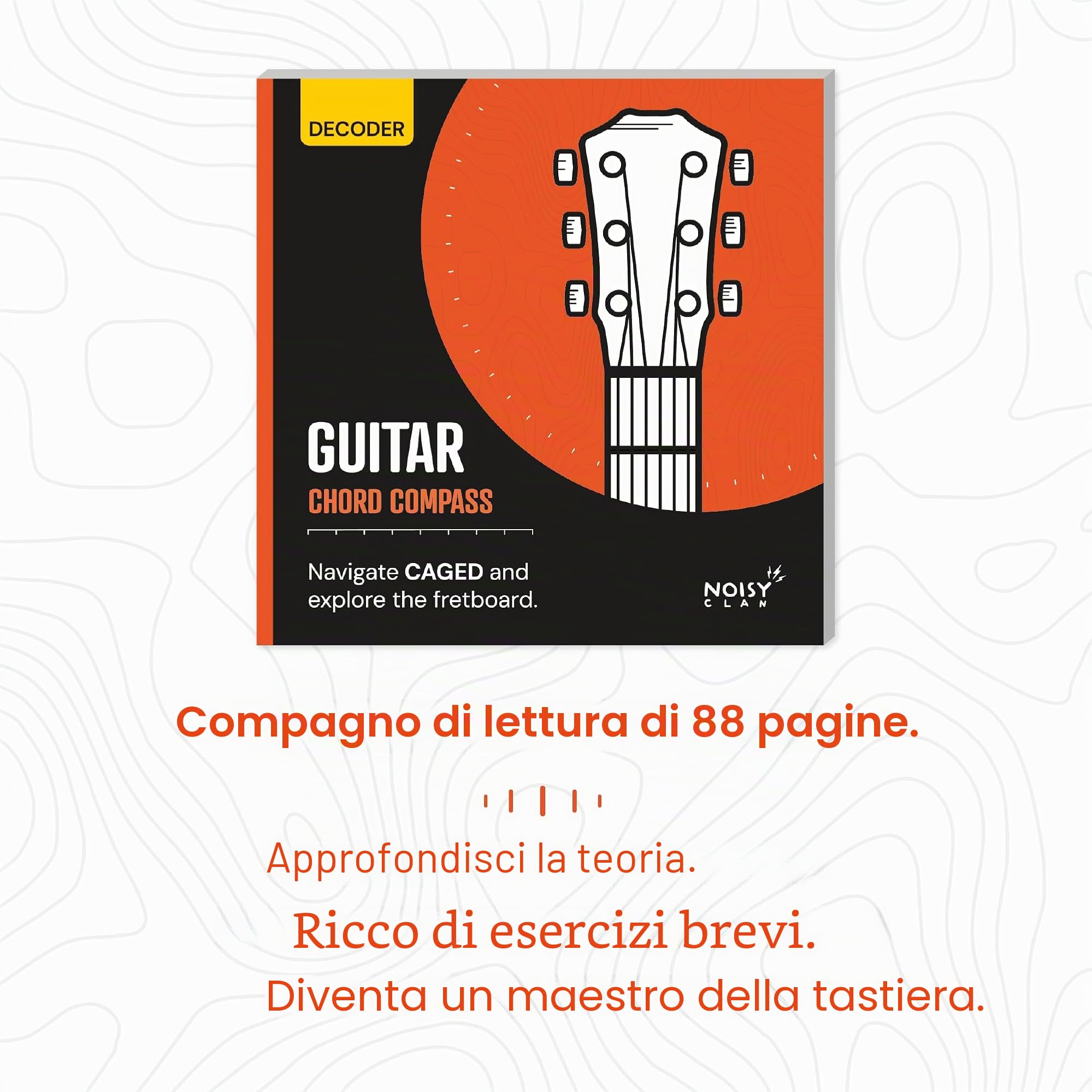 Bussola per Accordi di Chitarra Scorrevole e Libro - Impara il Sistema CAGED, Costruisci 1000+ Accordi in Qualsiasi Chiave, Strumento di Decodifica Visiva del Tastiera e Libro di Teoria - Per