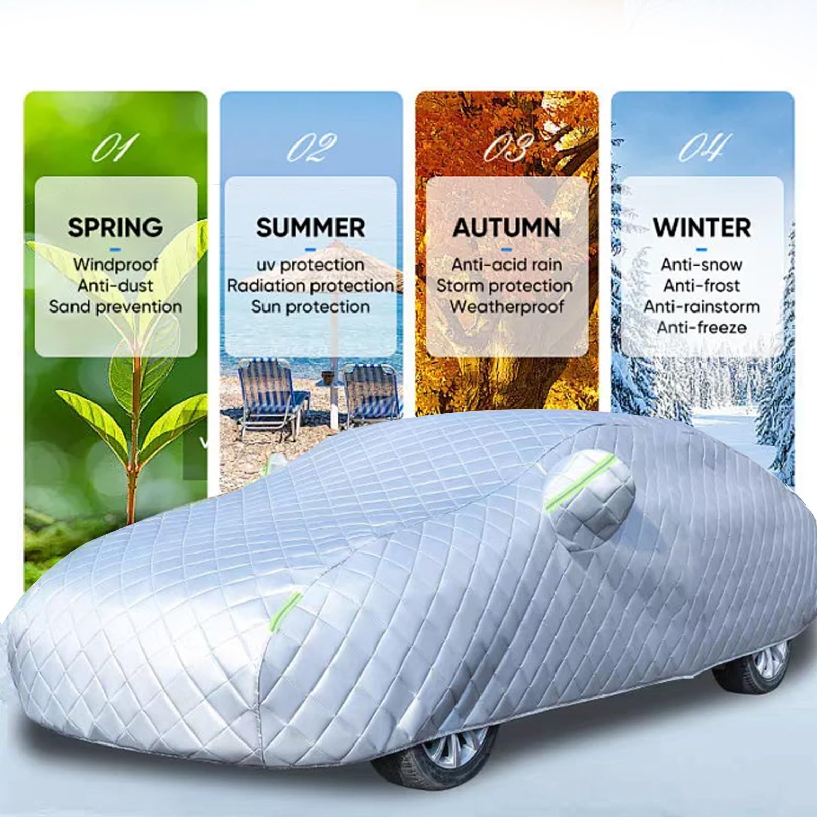 Anti-grêle Bache Voiture Exterieur pour BYD Seal 7 2024-2025,Housse Protection Étanche Bâche Coton Épais Imperméable Respirant-Argent