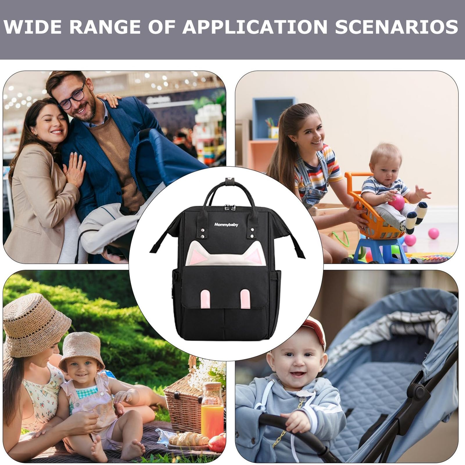 Generico Rucksack für Babybeutel – Rücken-Wickel-Paket | verstellbare | Windeltasche mit großer Kapazität | für Kinder | Multifunktionaler Windelrucksack für unterwegs