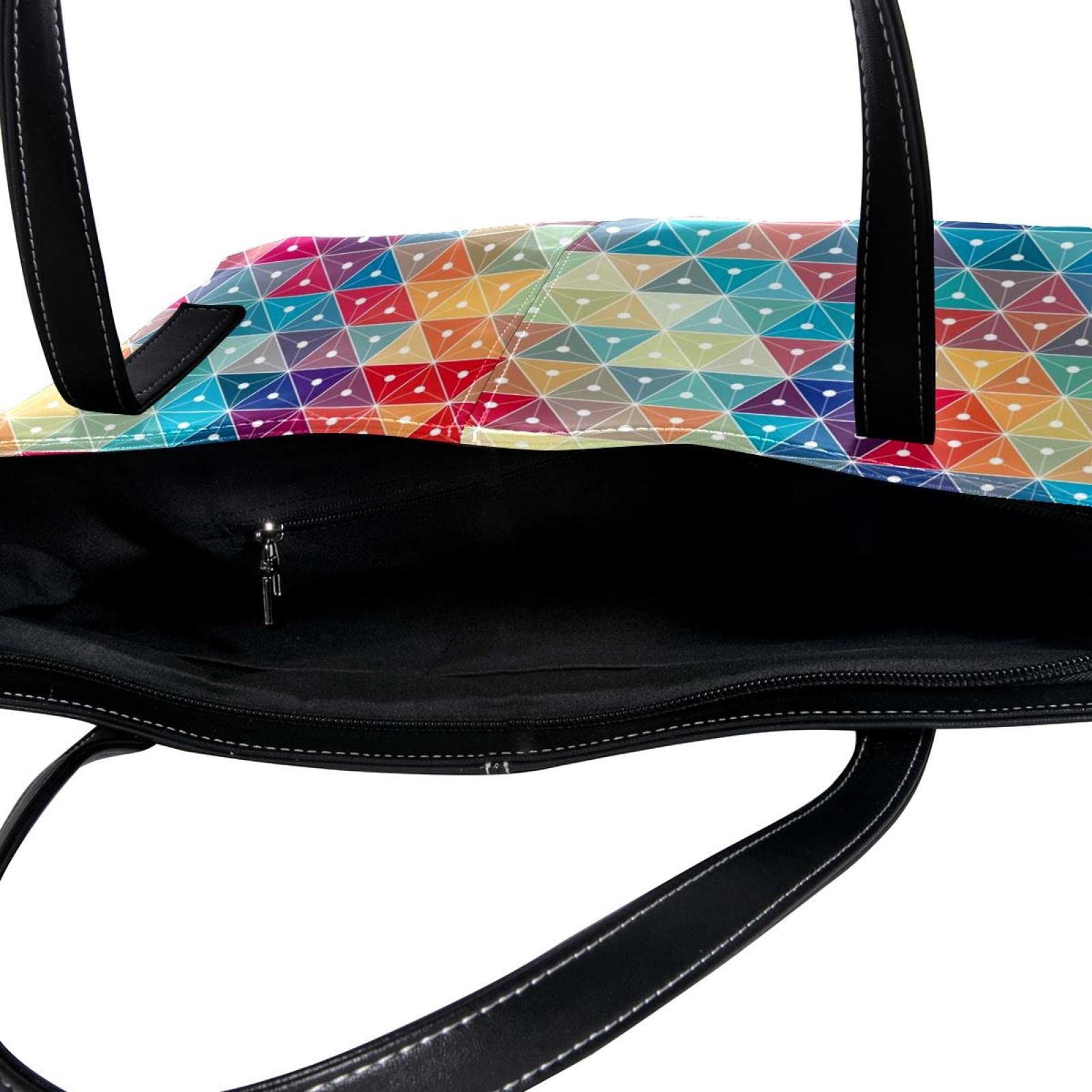 Bolso de mano de piel sintética con diseño geométrico de mosaico triángulo colorido personalizado, Varios colores