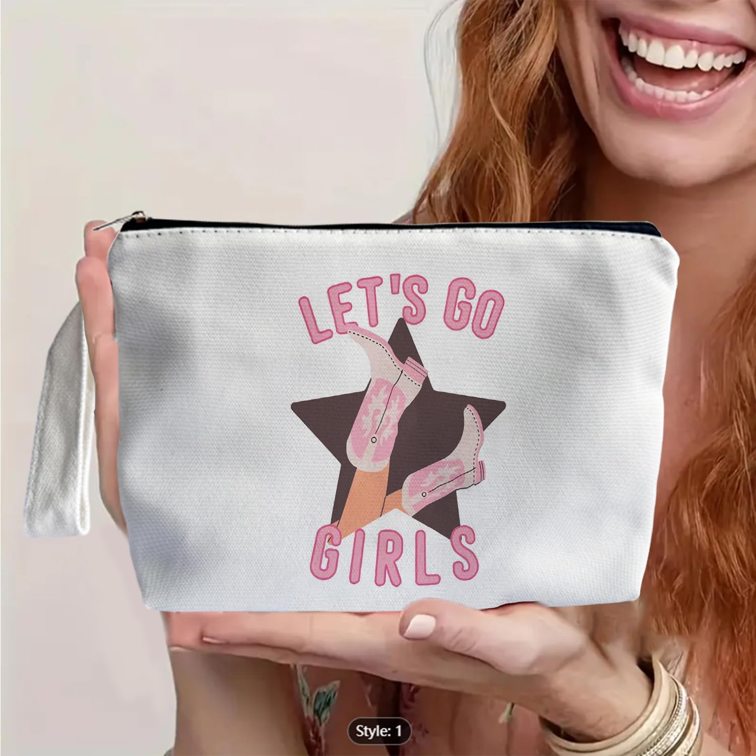 Pink Preppy Coquette Makeup Bag - Pink Preppy Coquette Themed Gifts for Lovers Girls Mom Women, Dorm Room Essentials, Cosmetic Travel Bags for Women, Canvas Zipper Makeup Bag - Image 3