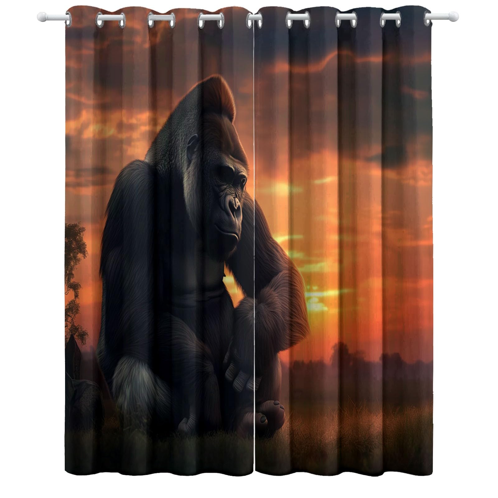 Rideau occultant gorille pour enfant de lot de 2 rideaux isolants de bureau 220x215cm