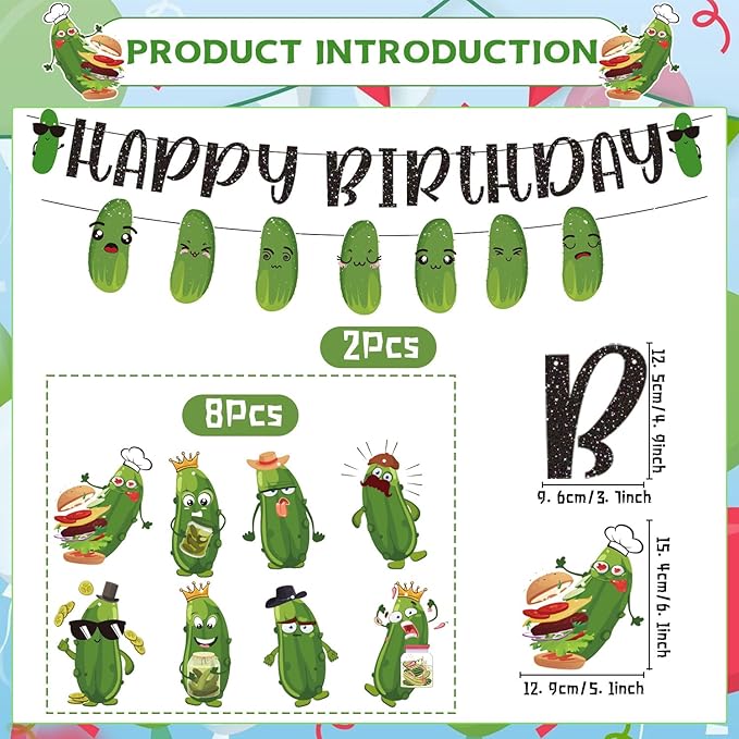 Kit Decoración Fiesta Temática Pepinillo 10 Piezas miniatura 3