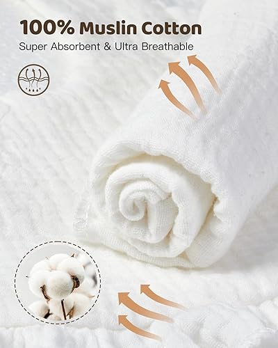 Miniatura 4 de Lictin Juego de 8 baberos de muselina para bebé - Baberos tipo bandana para babeo y dentición, de algodón unisex