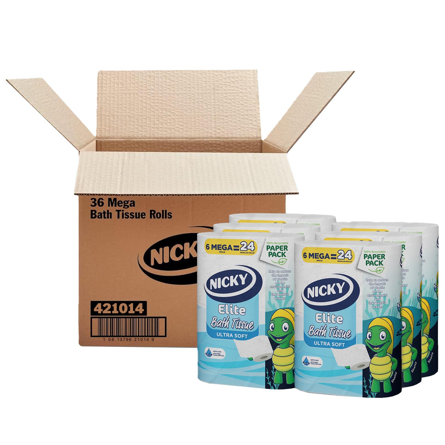 Nicky Elite Toilet Paper with Recyclable Paper Packaging, 36 Ultra Soft Mega Rolls = 144 regular rollsThe Forest Stewardship Council