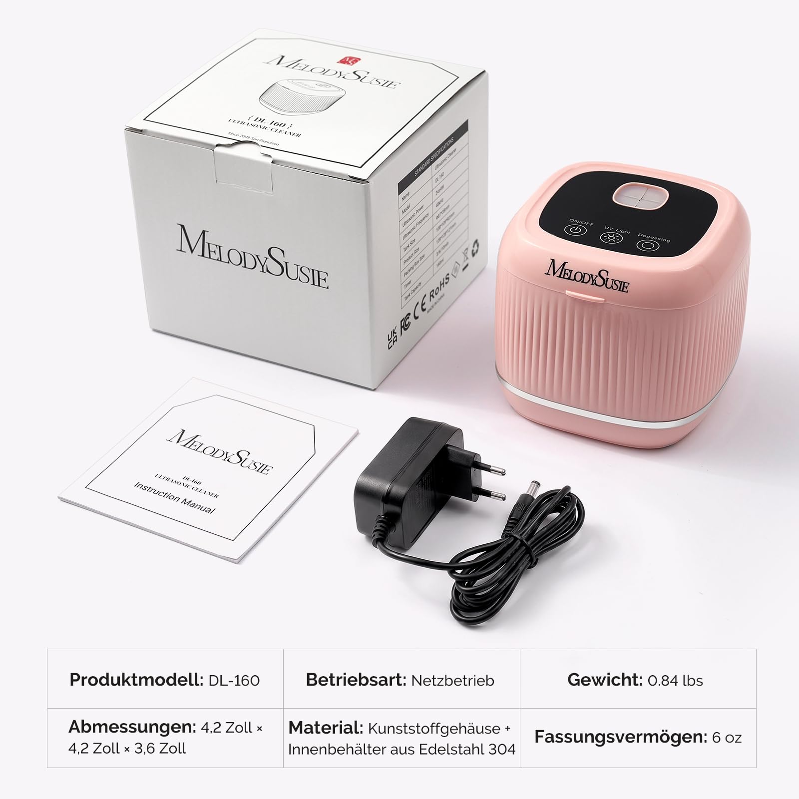 MelodySusie 2-in-1 Reinigungsgerät für Nagelwerkzeuge, UV Sterilisator mit 3 Timer-Modi Multifunktionale für Nagelfeilen, Nagel Pinsel, Nagelknipser, Schmuckreinigung, für Salon und Home, Rosa
