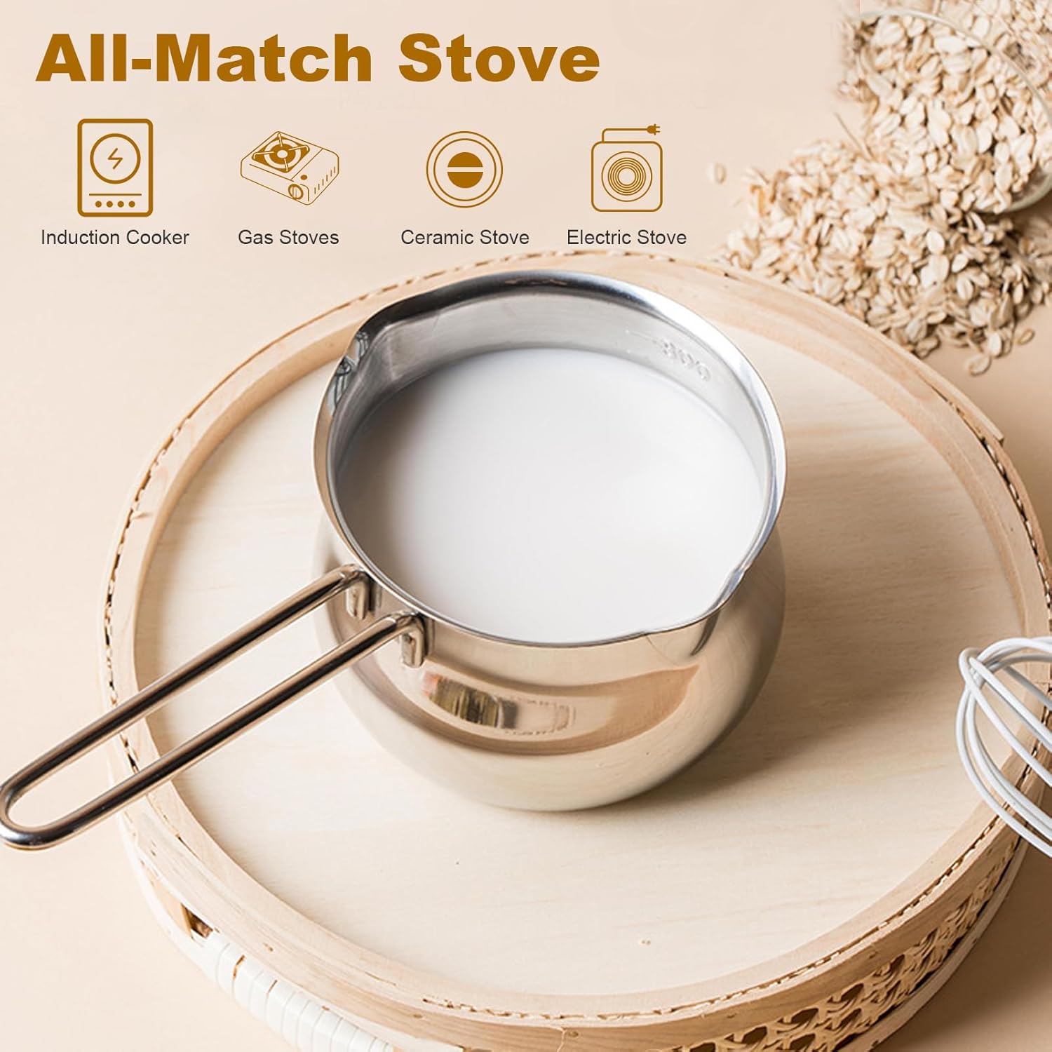 Butter Melting Pot, 28 OZ/800 ml Stainless Steel Small Pot, 304 Stainless Steel Butter Warmer Pan, Small Sauce Pan for Stove Top, Chocolate Melting, Coffee Tea Soup Warming