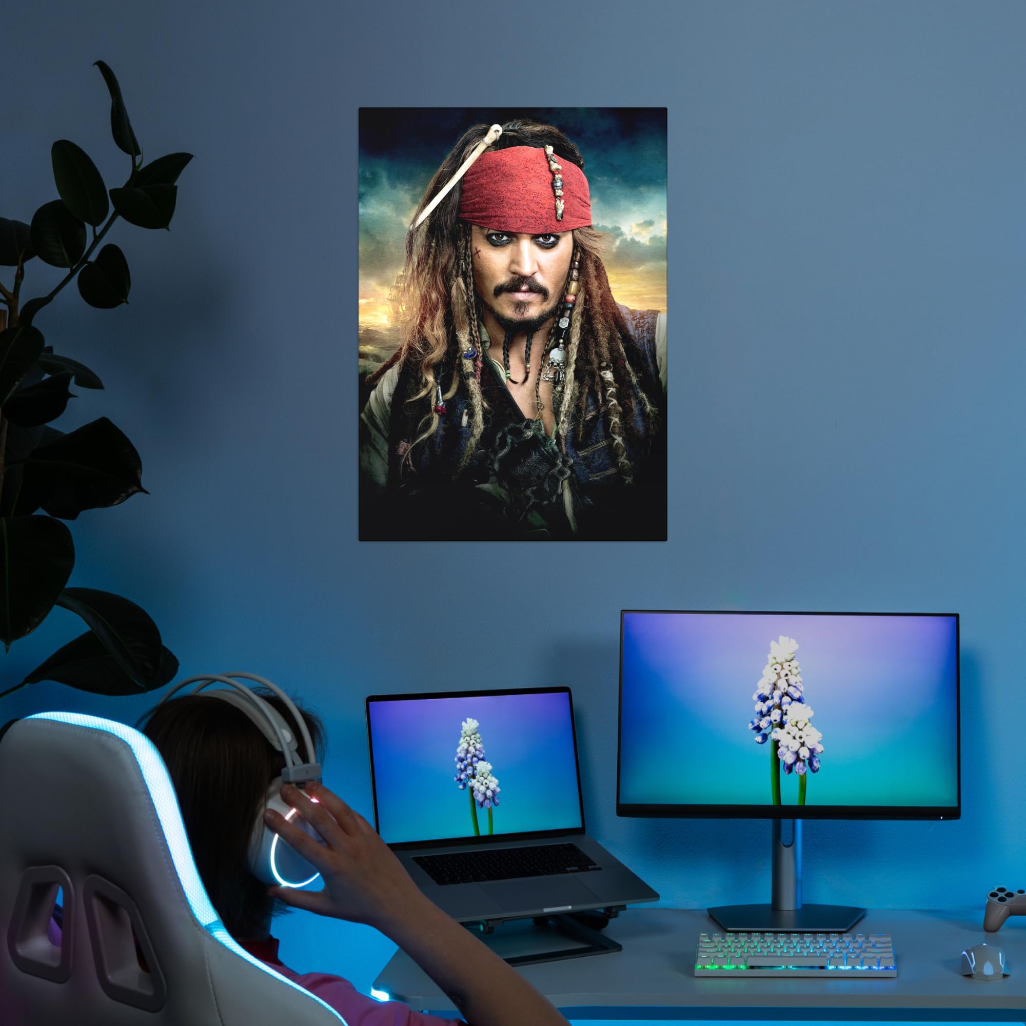 Displate Poster in metallo Disney - Pirati dei Caraibi - Capitano Jack Sparrow - Decorazione per camera da letto - Regalo da collezione - Decorazioni di alta qualità da parete, poster del film, 32 x