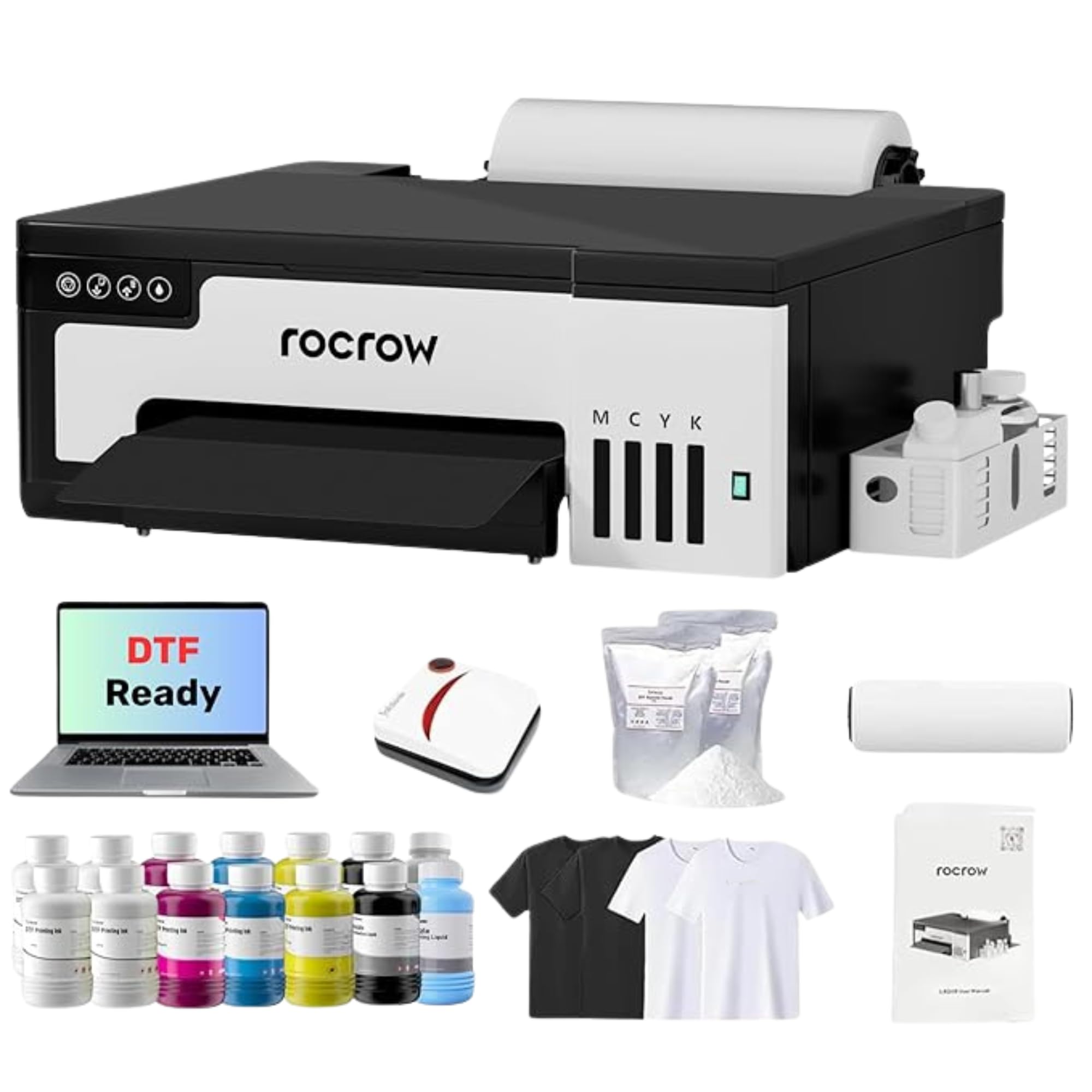 InkSonic L8058 DTF Printer, A4 Tshirt Printing Machine, XP600 Printhead, DTF Transfer Printer with Oven and Laptop, Direct to Film, Beginner Bundle