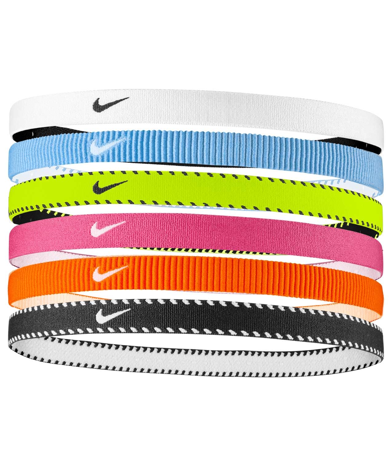 NIKE Flex Classic Headbands 6PK Sport Volt Elastic Hair Bands (Pack of 6)