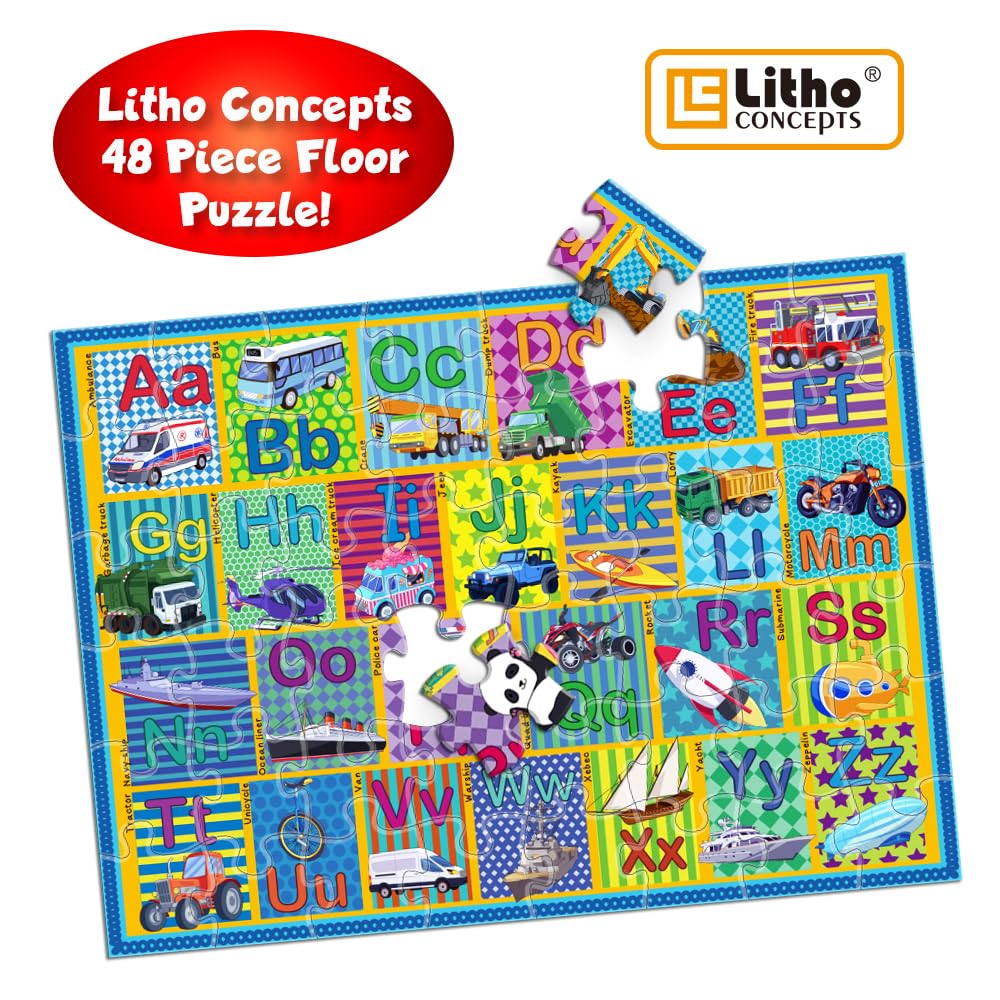 Amazon.com: Floor Puzzle for Kids,48 Piece Transportation Letter