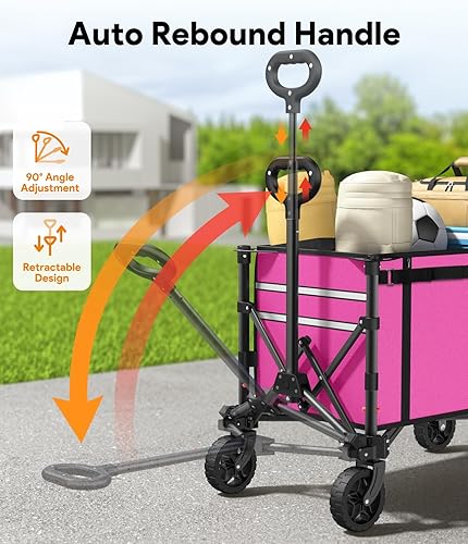 Miniatura 33 de Carro plegable 3 en 1 que se convierte en banco, carrito plegable de 220 libras con ruedas, carrito de compras de 120 L para comestibles, carrito