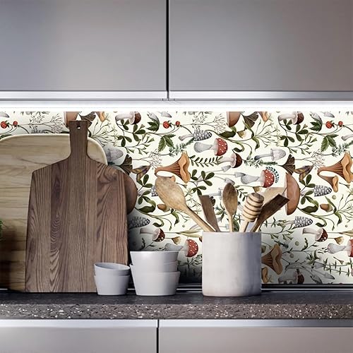 Miniatura 7 de Forro adhesivo para estantes, papel de contacto bohemio de hongos para gabinetes, película de vinilo decorativa para cajones para dormitorio,