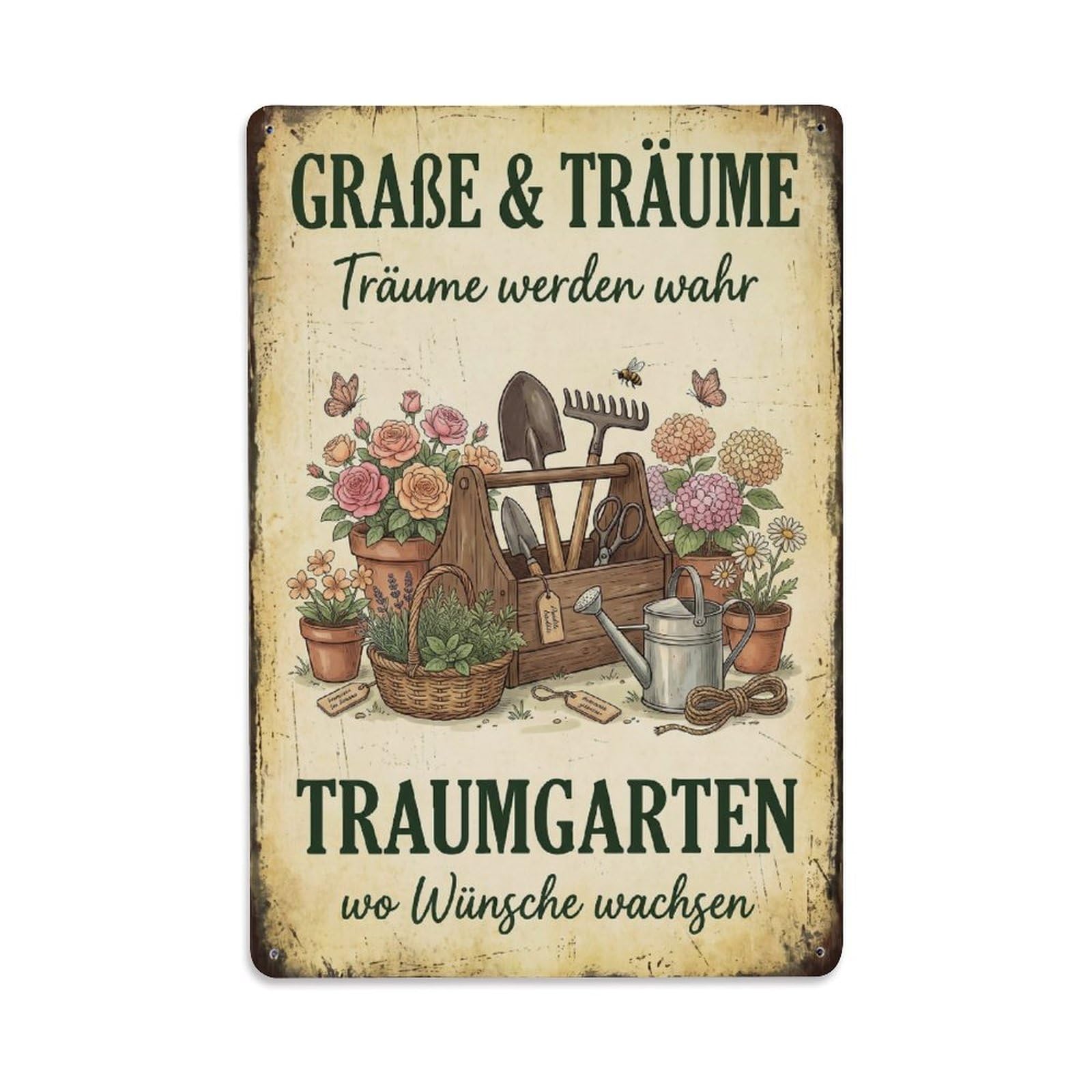 Vintage Funny Garden Dig Dream Rustic Gate Gorgeous Metal Tin Sign Plaque Wall Decor for Cafe, Club Bar, Office, Garden Metal Poster 8x12Inch
