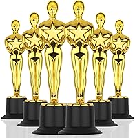 WINKIO Pack of 6 Gold Mini Award Trophies - Oscar-Style Plastic Statues for Sports, Events, Parties & Ceremonies