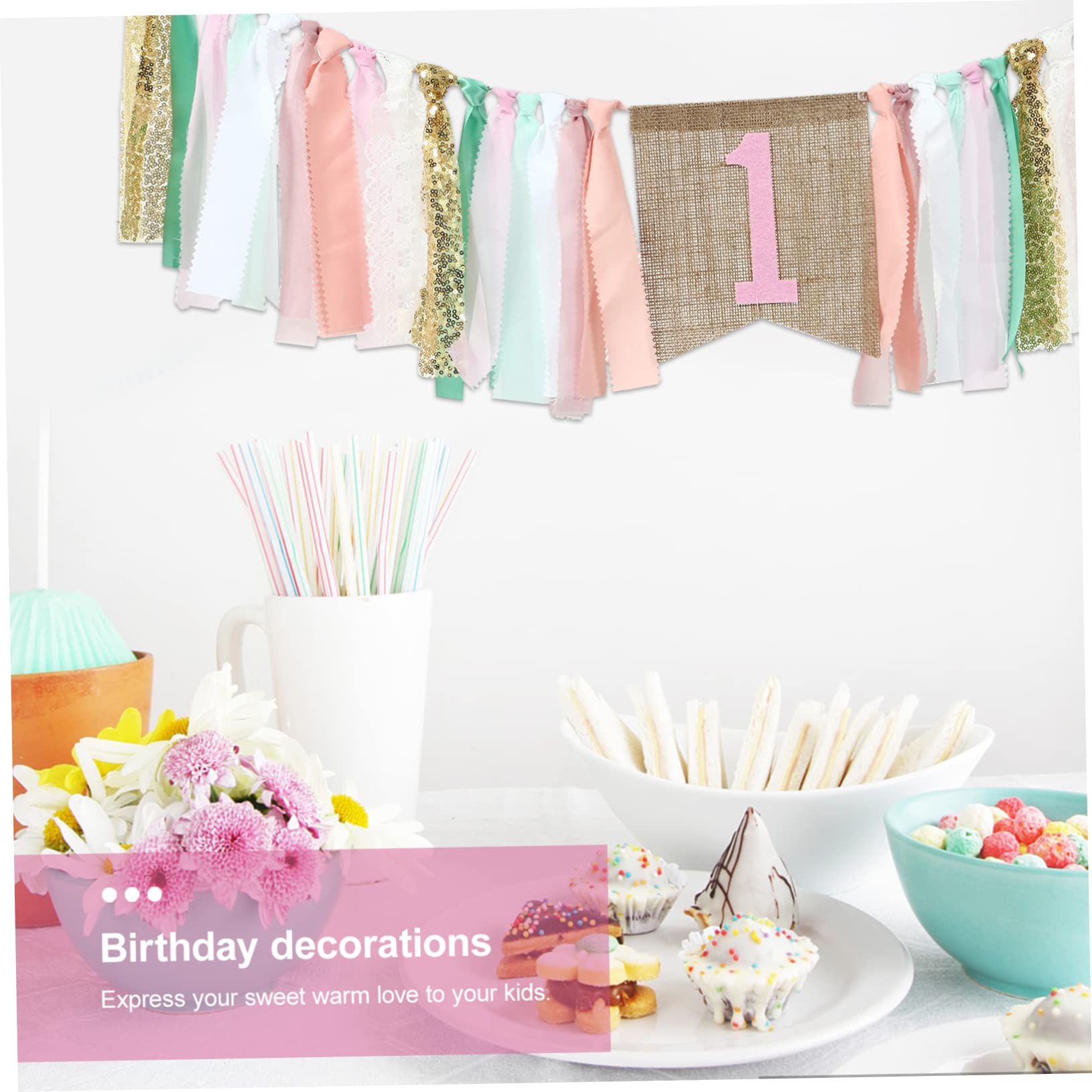ABOOFAN 2pezzi Festone Compleanno Con Design Adorabile Decorazioni Per Feste Banner Leggero e Facile Da Usare Atmosfera Calda e Accogliente Per Compleanno Decorazioni Per Foto e Ricordi