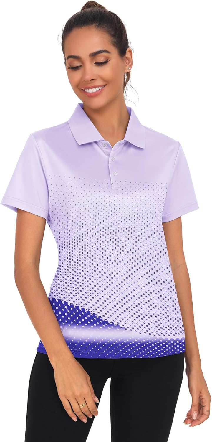 Little Beauty Women's Golf Polo Shirts Short Sleeve Moisture Wicking Tennis Athletic Shirt with 3 Button - Image 2