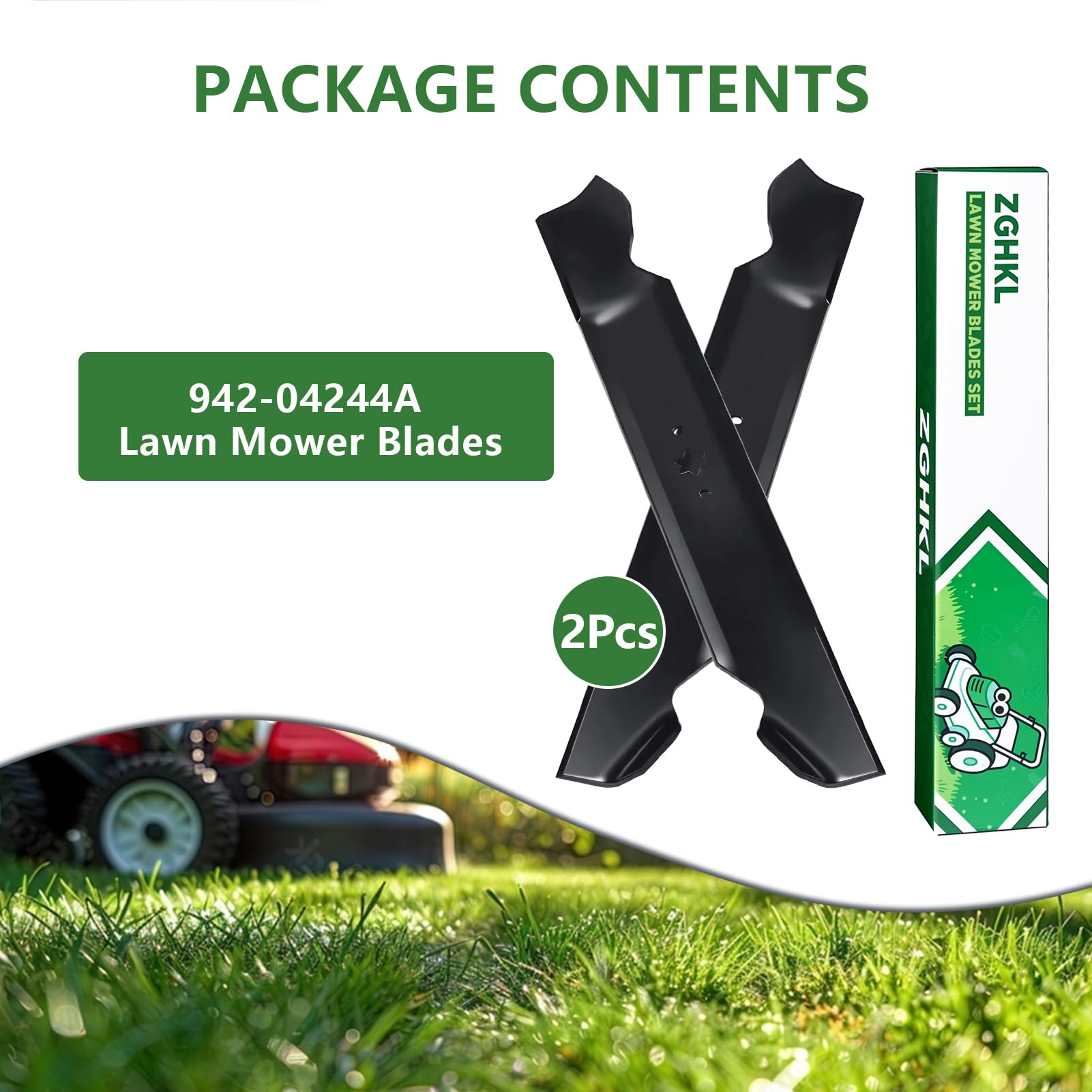 942-04244 742-04244 Cuchillas para cortacésped Cuchillas Mulching 46 Pulgadas (116,84 cm) Repuesto para cortacésped con Plataforma 2Piezas