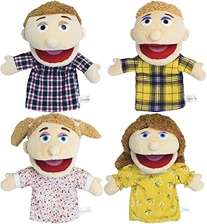 Family Hand Puppet Toy,Parent-Child Interaction Handmade Puppets,Mom & Dad, Brother & Sister Plush Hand Puppet Toys,Family Members Role-Play Toy