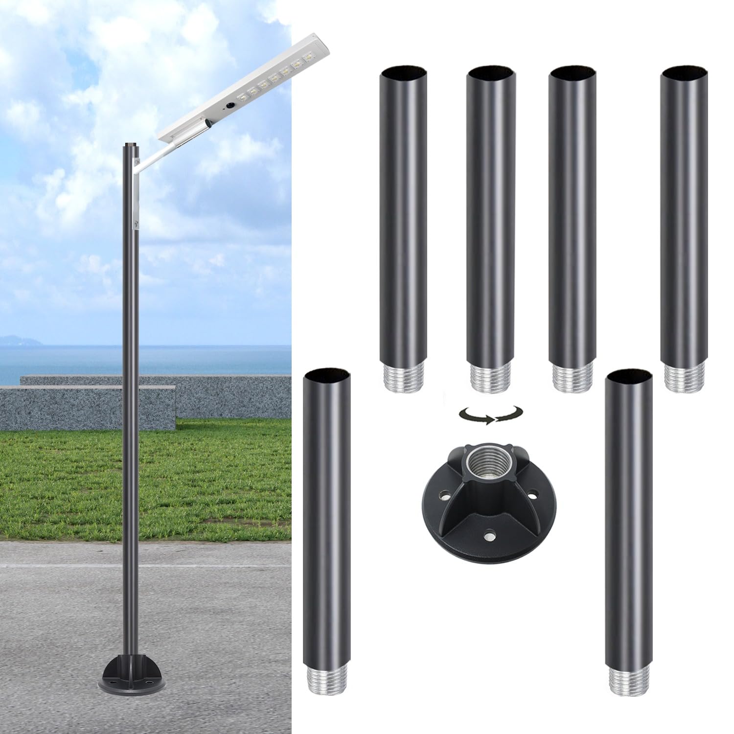 hardoll Black Aluminium Multi-Functional Poles with Base for Lights, Wi-Fi, CCTV, Bike Charging, Flags, Sign Boards and Mike Sets (Height: 12 Feet), Lamp NOT Included (B0CCVX8L47) Amazon Price History, Amazon Price Tracker