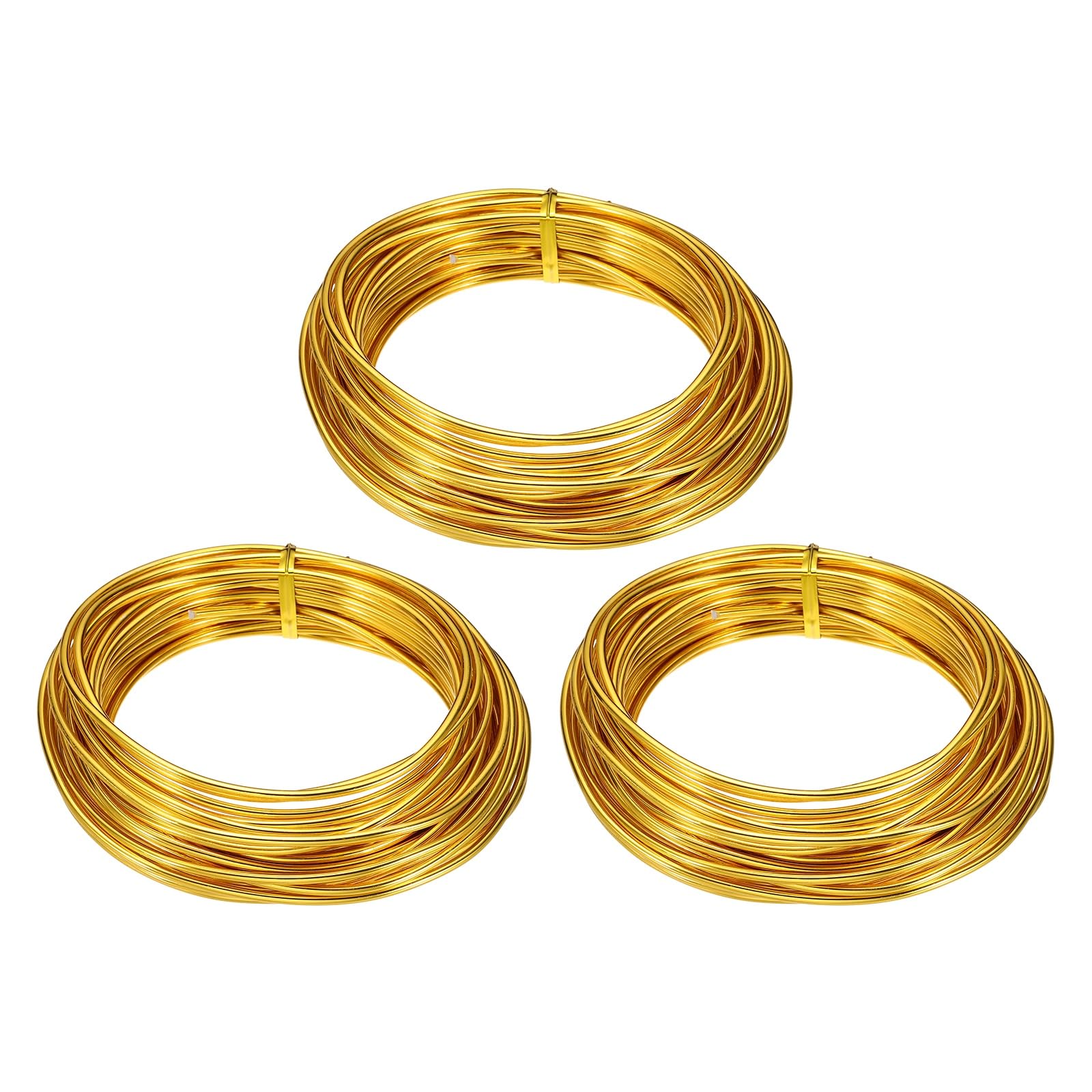 sourcing map 3 Roll Bonsai Wire 2.5mm Each Roll 32.8ft (10m) Anodized Aluminum Bonsai Wire for Gardening Tree Branch Fixing DIY Crafting, Yellow