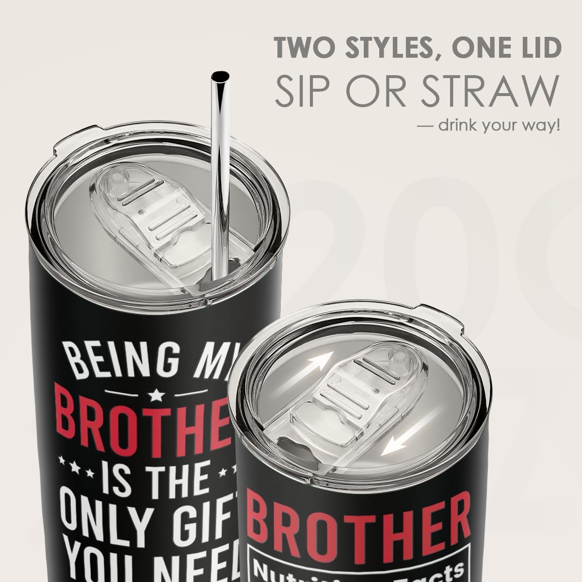 SANDJEST Brother Tumbler 20oz, Funny Stainless Steel Travel Cup with Lid, Being Brother Is the Only Gift You Need Insulated Coffee Mug, Gifts for Men Boys Friends on Birthday Christmas - Image 5