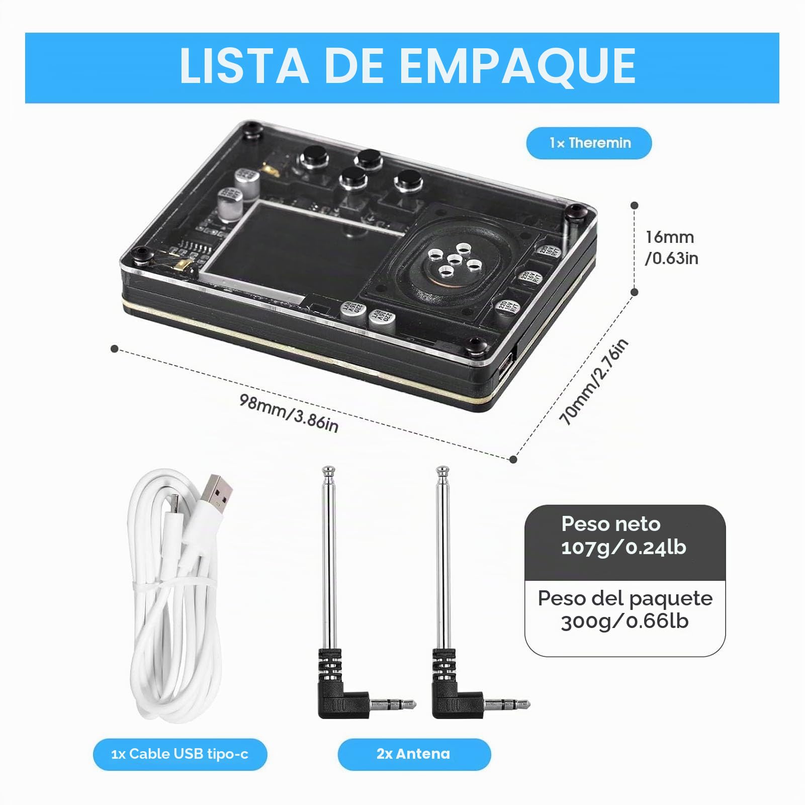 Kit de Instrumentos Theremin - Mini Instrumento Musical Electrónico Innovador de Regalo con Pantalla