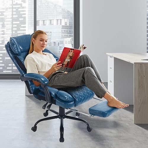 Miniatura 9 de Silla de oficina ejecutiva reclinable con reposapiés, sillas de escritorio de oficina reclinables ergonómicas con soporte lumbar, respaldo alto,