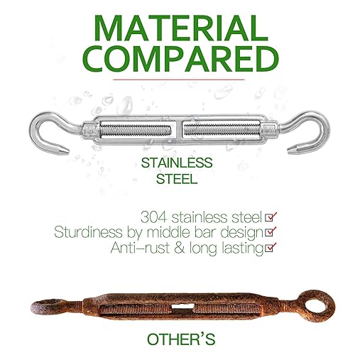 Miniatura 91 de Tensor de ojo y ojo M6, tensor de acero inoxidable 304 resistente tensión de cuerda de alambre 5 PC
