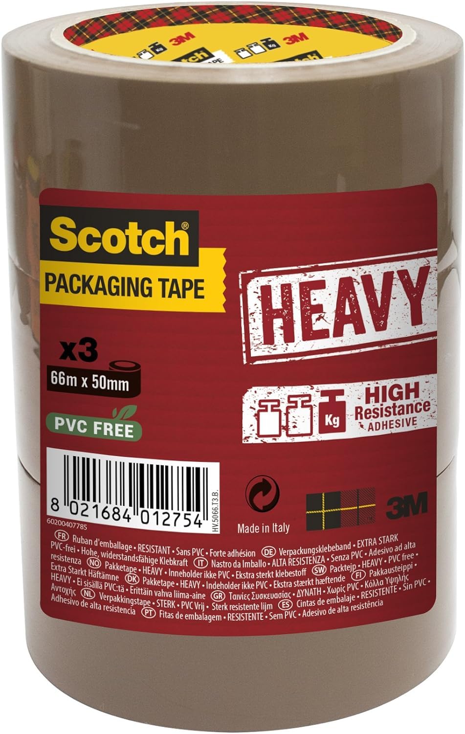 Scotch HV5066DB Handabroller HEAVY, 50 mm x 66 m, inklusiv 2 Rollen Klebeband, braun + HV5066TB Verpackungsklebeband HEAVY, 3 Rollen, 50 mm x 66 m, braun