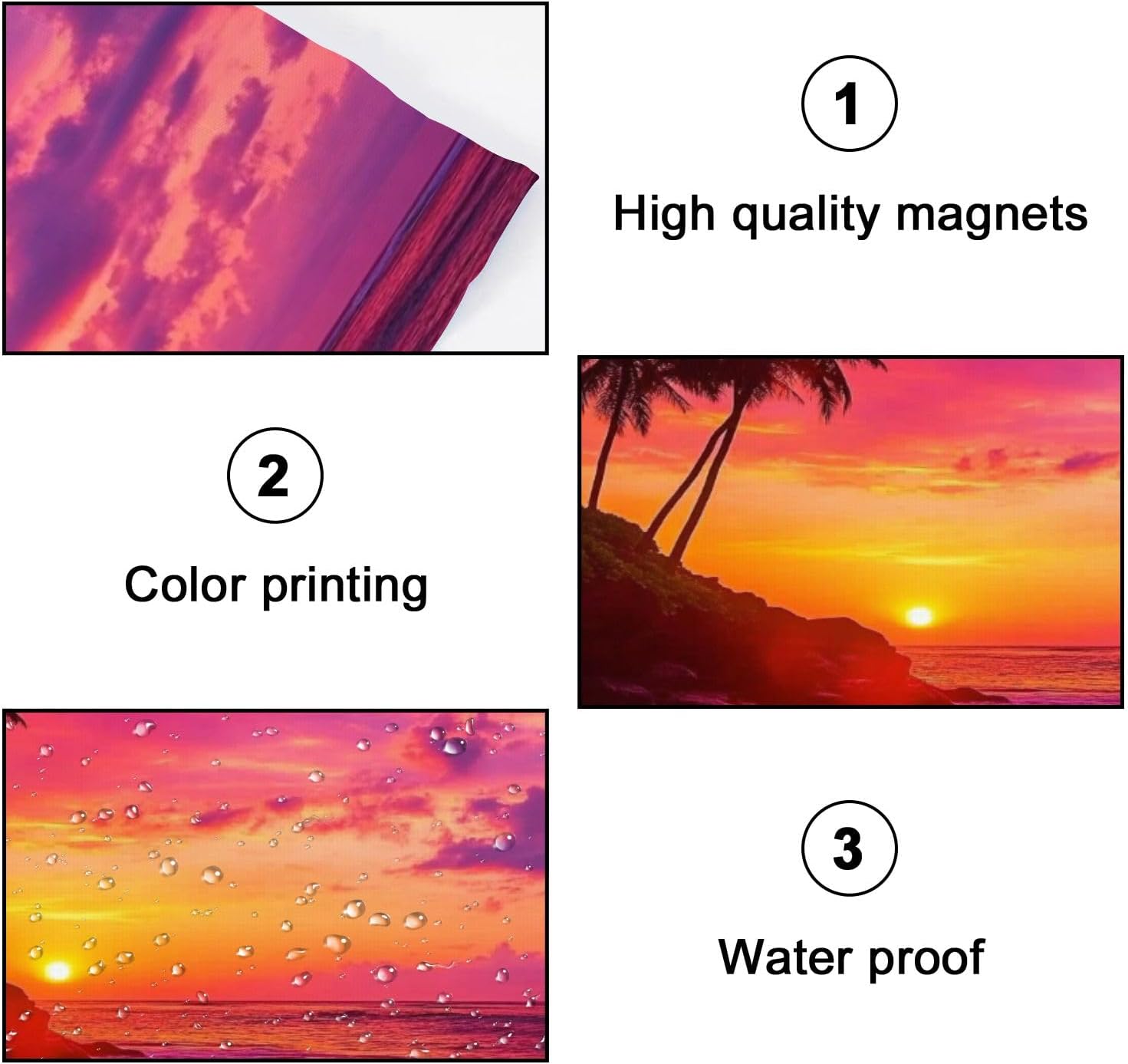 Fluorescent Light Covers for Ceiling Lights Beautiful Tropical Sunset Coconut Palm tress Hill Easy to Install Magnetic Light Filter for Classroom Office Hospitals School Home Decor