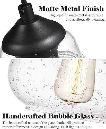 Miniatura 9 de ELYONA Lámpara colgante industrial de cristal de burbujas para isla de cocina, lámpara colgante Fxiture moderna de vidrio soplado a mano para