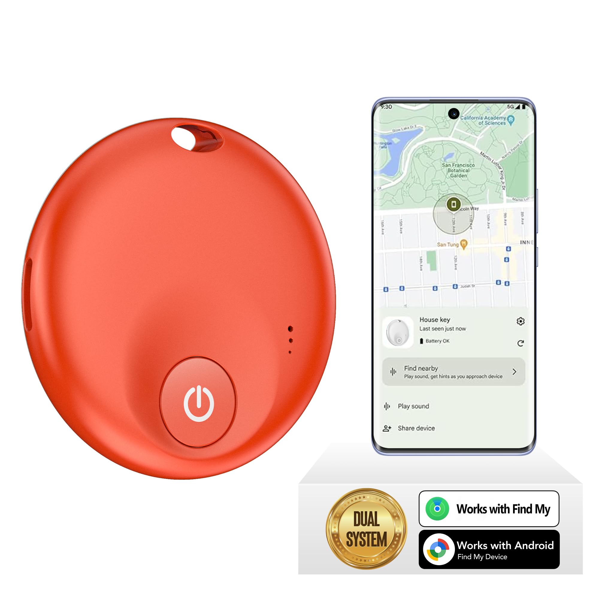 FindTag Duo - Dual System Tracker for iOS or Android, Bluetooth Tracking Tag/Key Finder/Luggage Tracker/Item Locator, Compatible with iOS Find My or Google Find Hub App (Red)-image-14