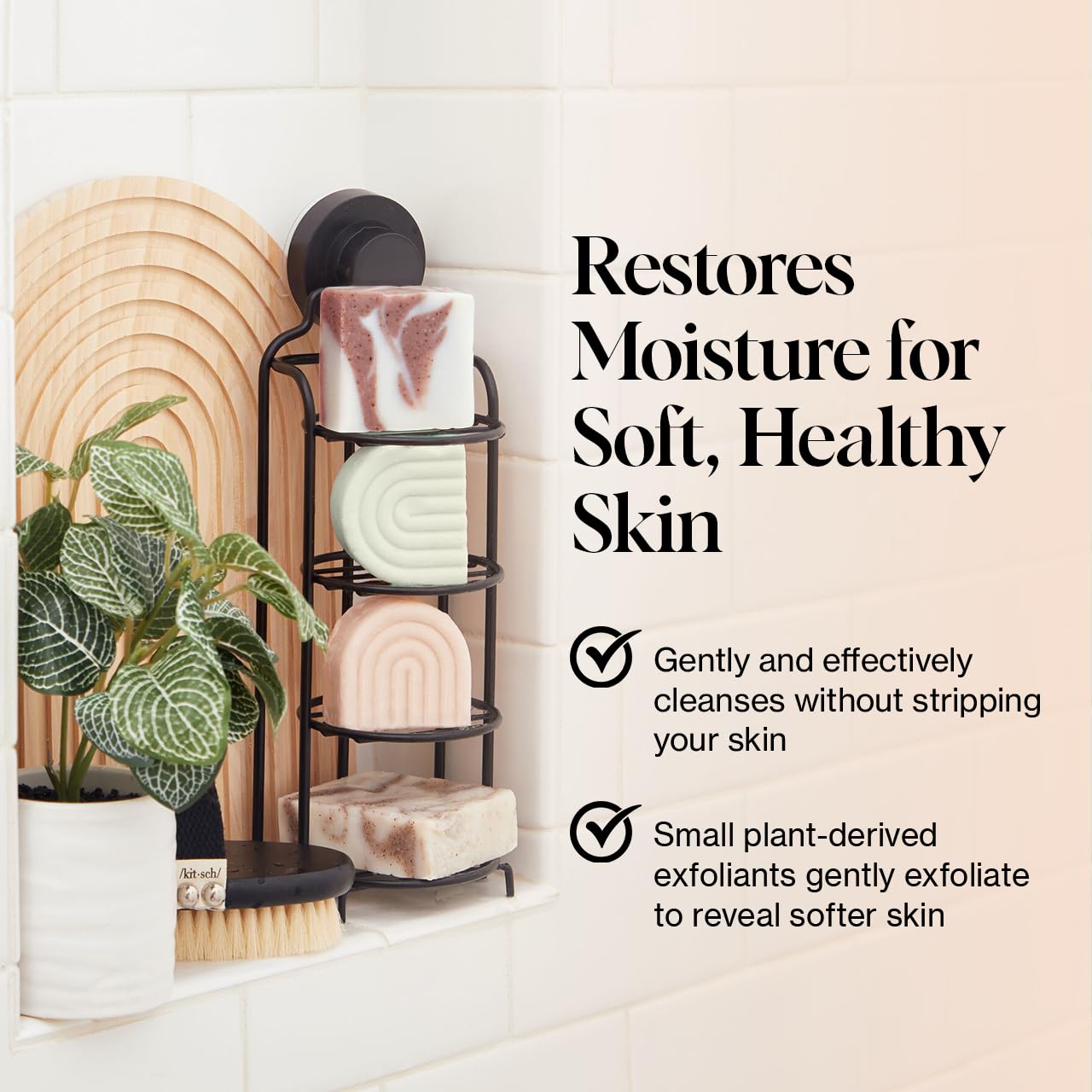 Kitsch Shea Butter Exfoliating Body Wash Bar 113g, Moisturizing Bar Soap & Gentle Soap Bar with Plant-Based Exfoliants - Image 2
