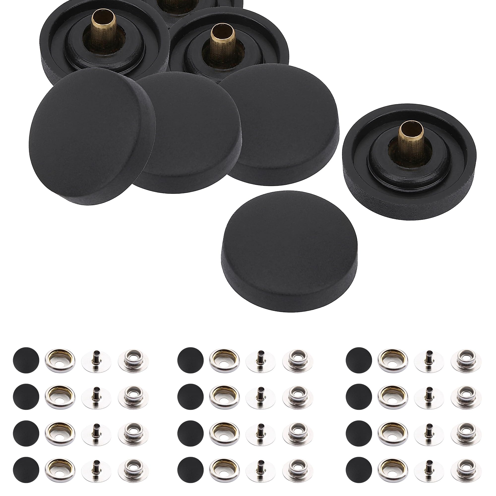 Boutons-pression pour sacs à main et vestes en cuir noir Trimming Shop