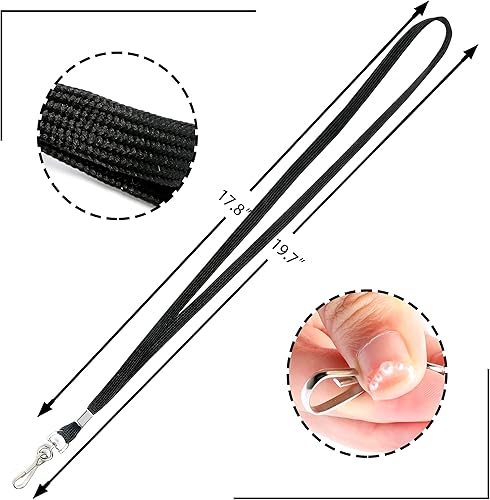 Miniatura 3 de Paquete de 100 cordones negros para insignias de identificación con gancho giratorio