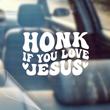 Honk If You Love Jesus - Christian Jesus Cross Car Vinyl Decal Bumper Sticker for Car, Wall, Window, Vehicle, Weather Resistant, Viral
