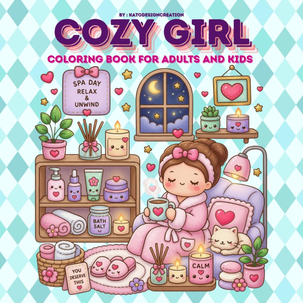 Cozy Girl Coloring Book: Cute Kawaii Scenes, Cozy Moments, Fashion, Desserts & Relaxing Everyday Objects with Bold Easy Lines