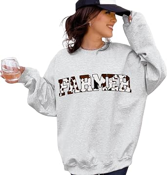 Daytee Cow Print Farmer T-Shirt & Sweatshirt - Agriculture Slogan Varsity Tee - Trendy Ranch Gift White