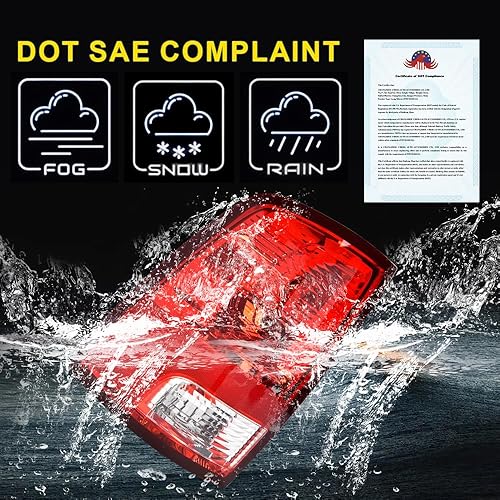 Miniatura 5 de GRAND ORANGE Conjunto de luces traseras compatibles con Dodge Ram 1500 2500 3500 2009-2018 lado izquierdo del conductor, luces traseras traseras