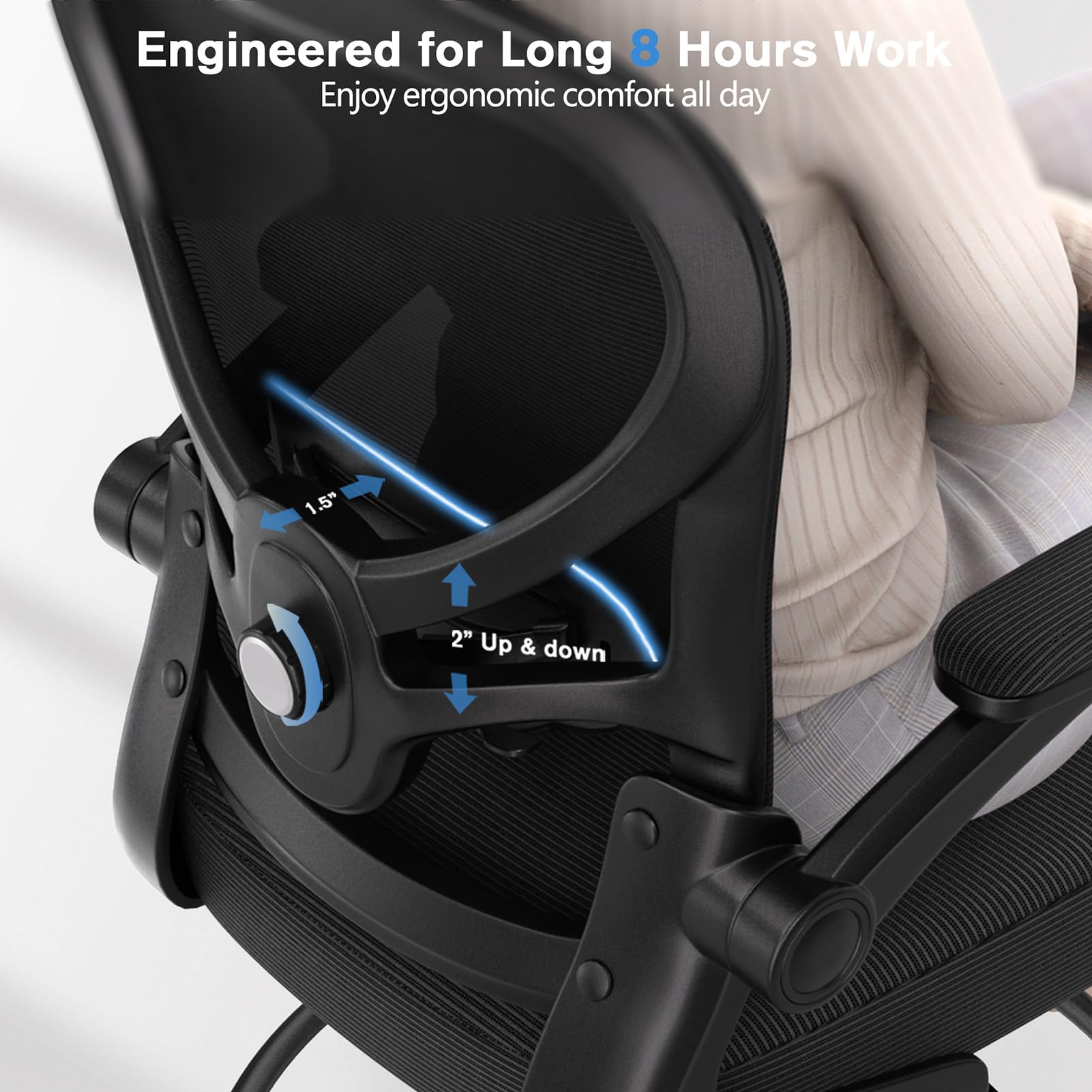 Alolo Drafting Chair Big and Tall Office Chair with Footrest Ring Ergonomic Chair for Counter Height and Standing — view 4