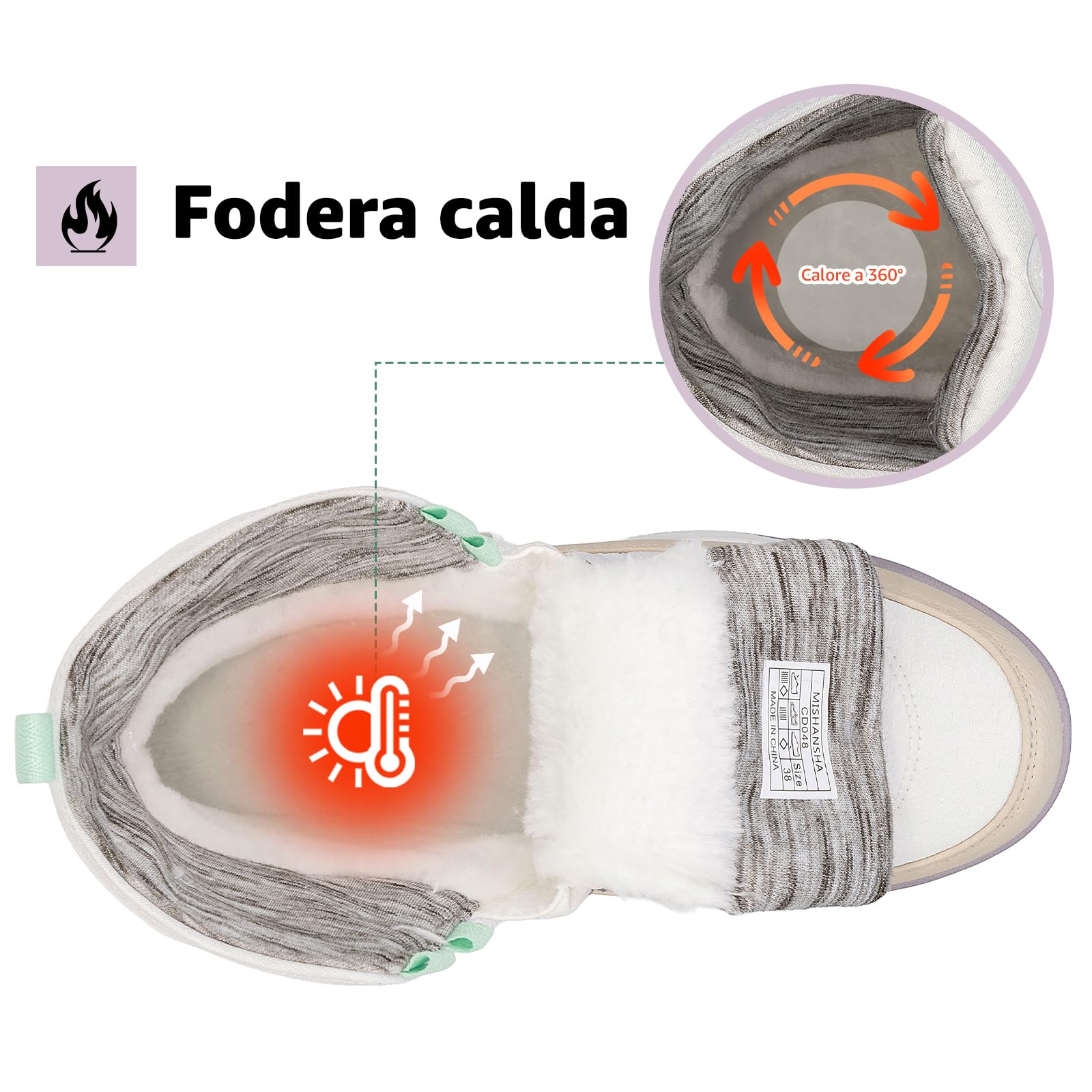 Mishansha Stivali da Neve Donna Antiscivolo Caldi Scarpe Invernali Comfort Gr.36-42