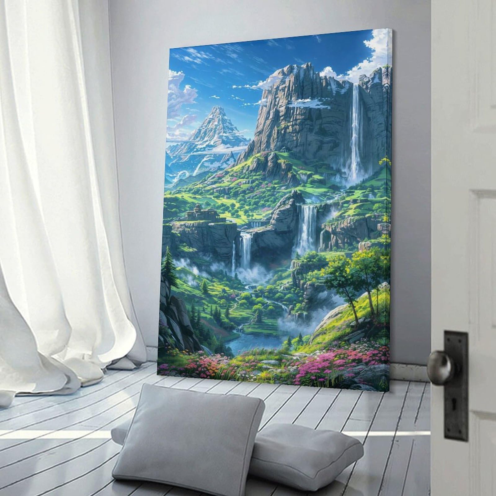 Junmoney Frame-Style-13 Canvas Art Print Fantasy Landscape, 24X36inch(60X90cm), For Office, Study Or Home Workspace, Wall Art That Adds Style To Work Areas