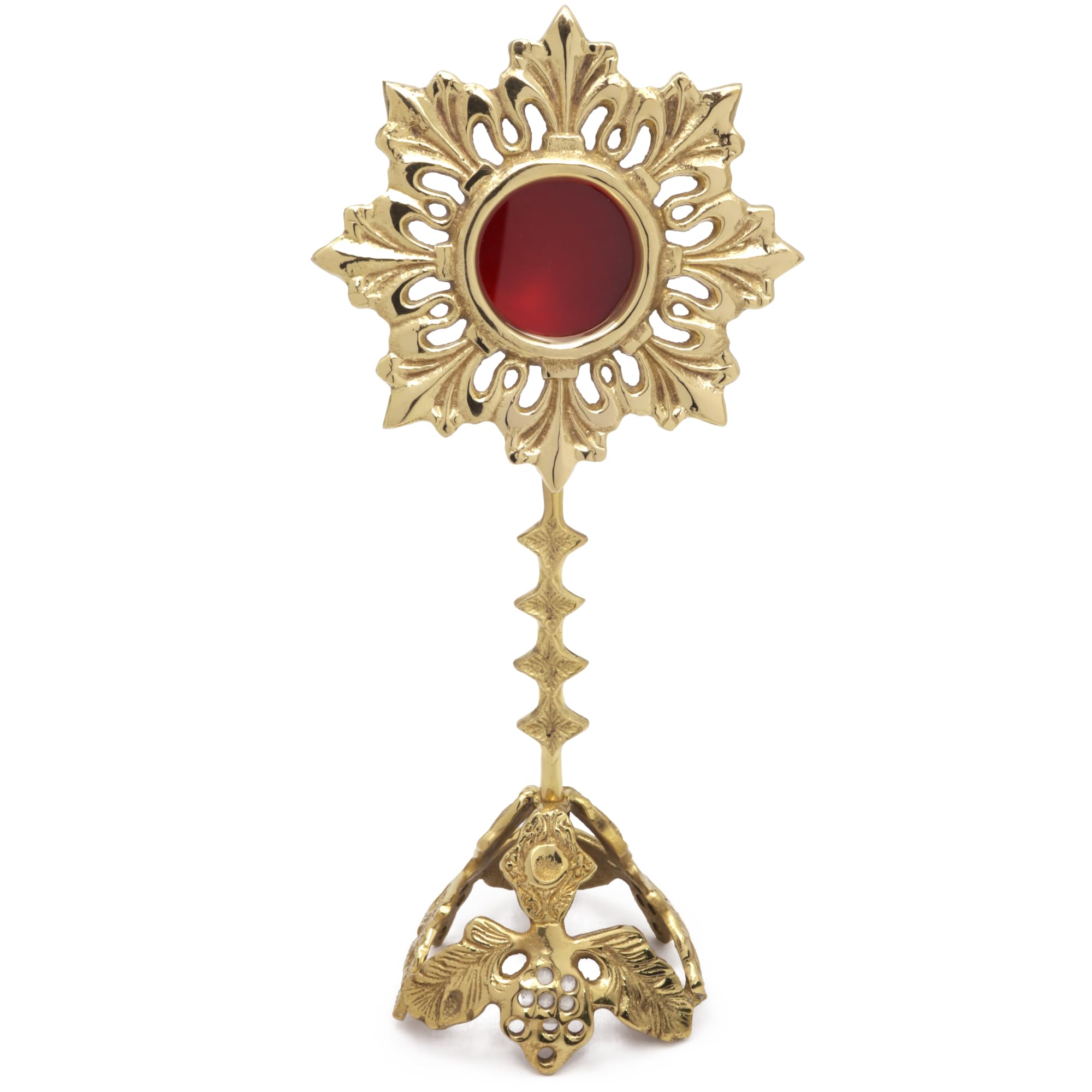 Photo 1 of Needzo Personal Small Solid Brass Reliquary, Ornate Monstrance Display, Catholic Religious Gift, 7.67 Inches