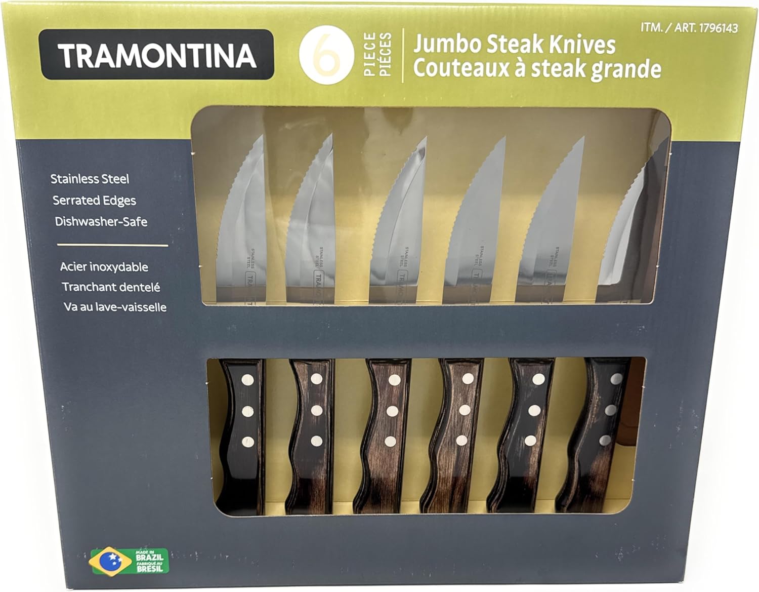Tramontina Steak Knives Set, 6 Pieces, Jumbo